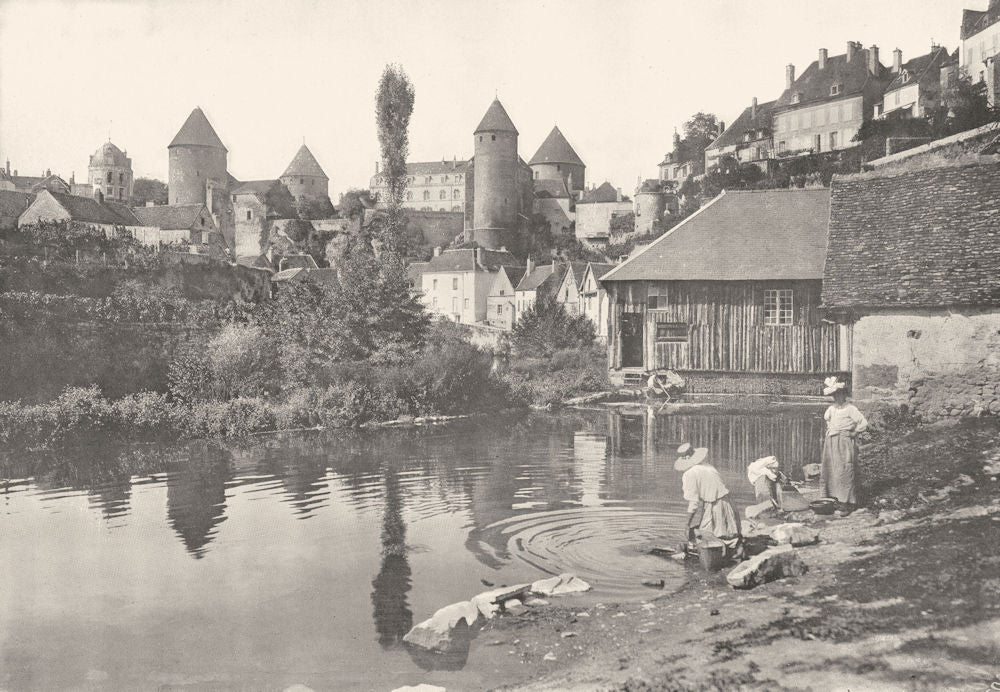 CÔTE- D'OR. Semur. Le Chateau et les Bords de L'Armançon 1900 old print